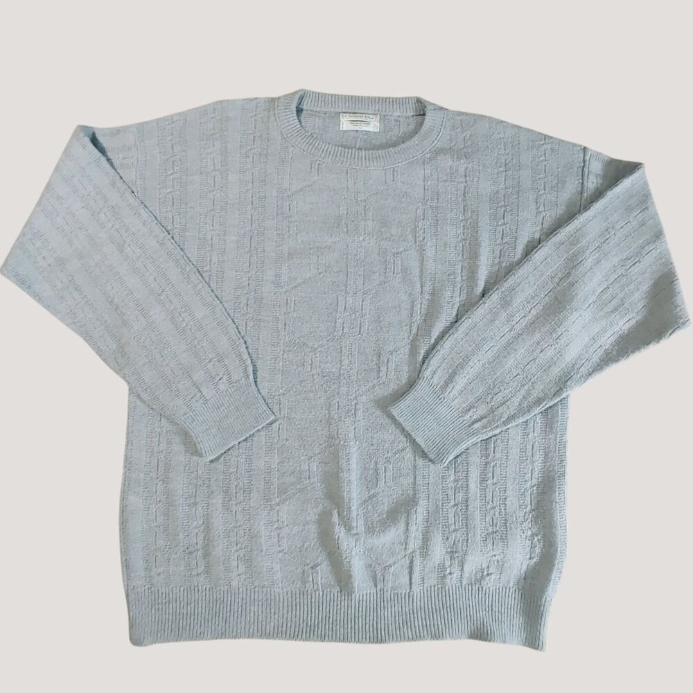 Christian Dior Crewneck Sweater Light Gray Large Knit Long Sleeve USA Unisex
